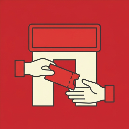 Two hands exchanging a ticket at a venue entrance