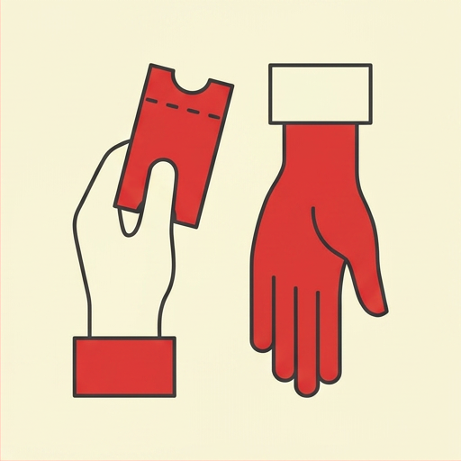 One hand offering a ticket to another hand reaching to receive it